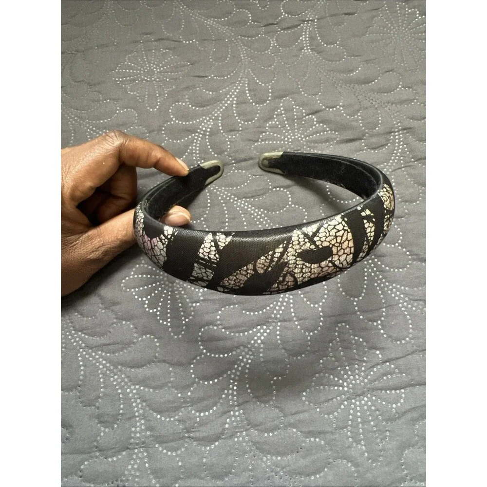 VTG Women’s Headband Boutique Black Silver & Rose Gold Web Design Hair Accessory